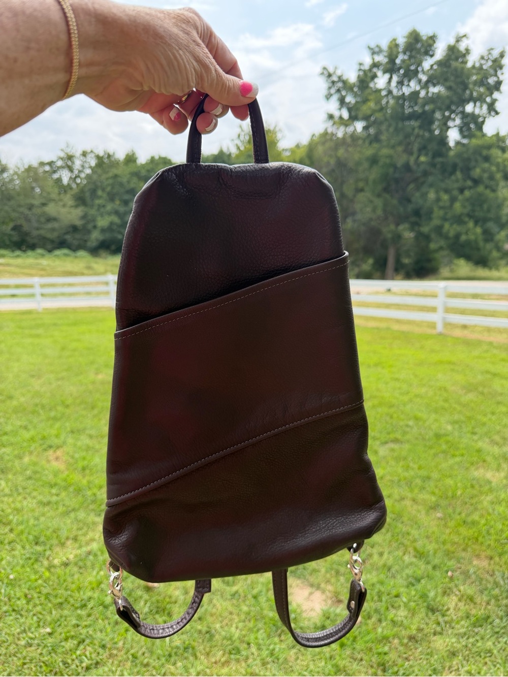 Altai-Brown Leather Backpack Sling -
